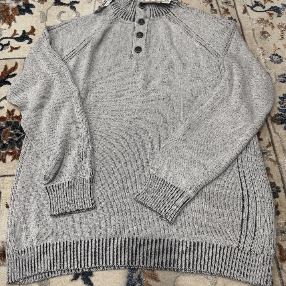 Flag&Anthem, Stitch Fix Light Gray Button-Neck Knit Sweater